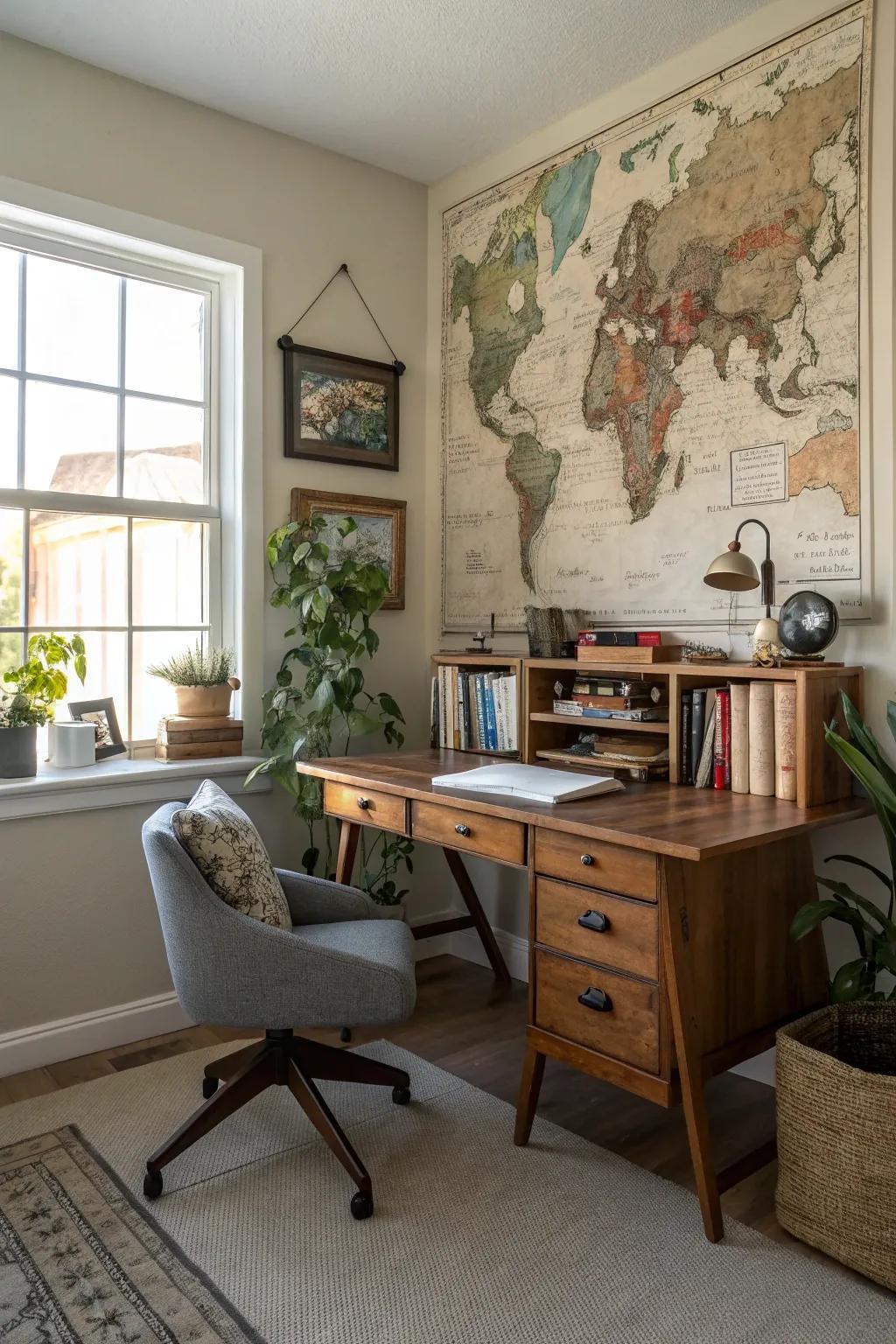A vintage map adds a worldly touch to your Zoom background.