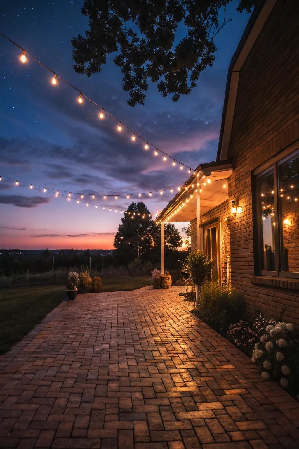 String lights create a magical evening ambiance