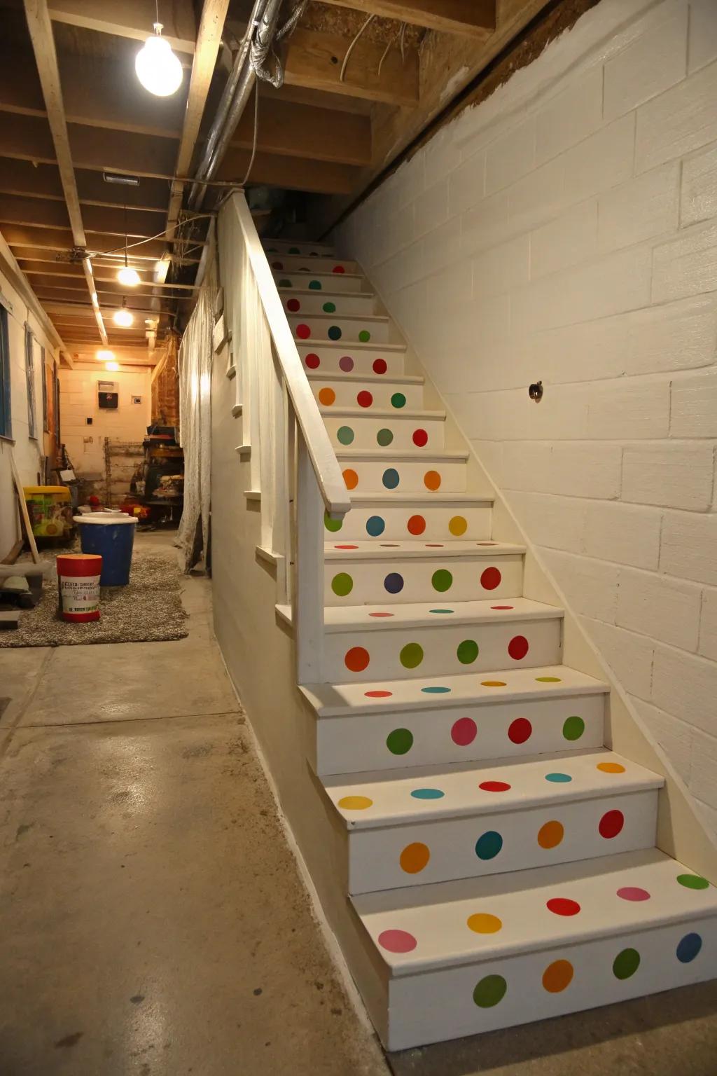 Bring joy with whimsical polka dots on your stairs.