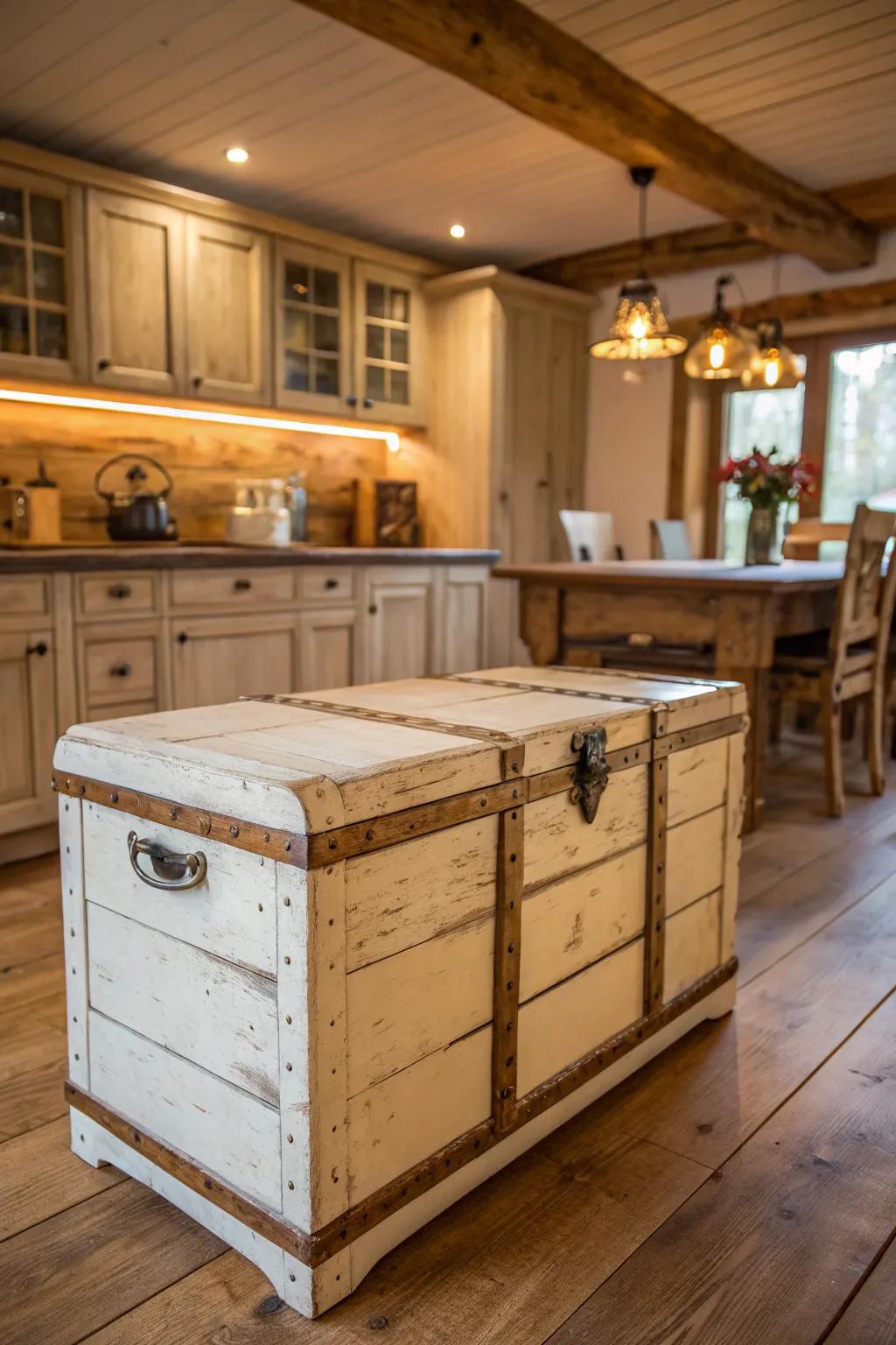 Country abode appeal with a weathered finish.