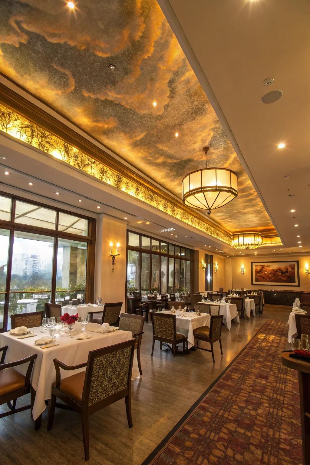 Reflective surfaces enhance radiance and create a lively atmosphere.