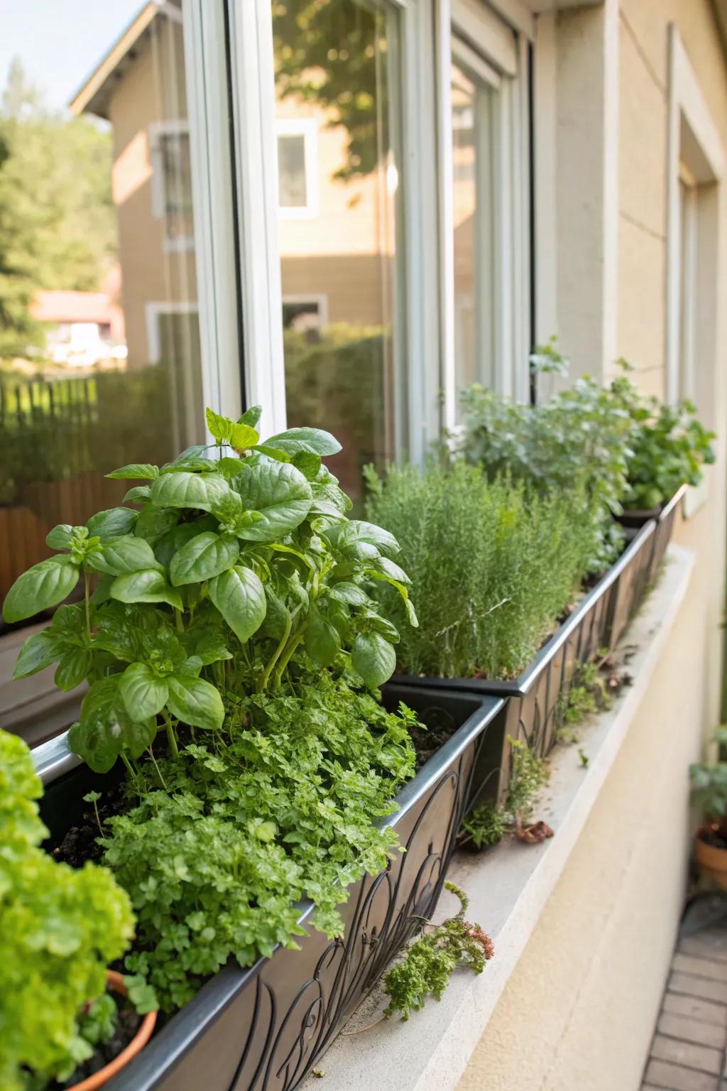 Window-frame herb plot for easy harvest.