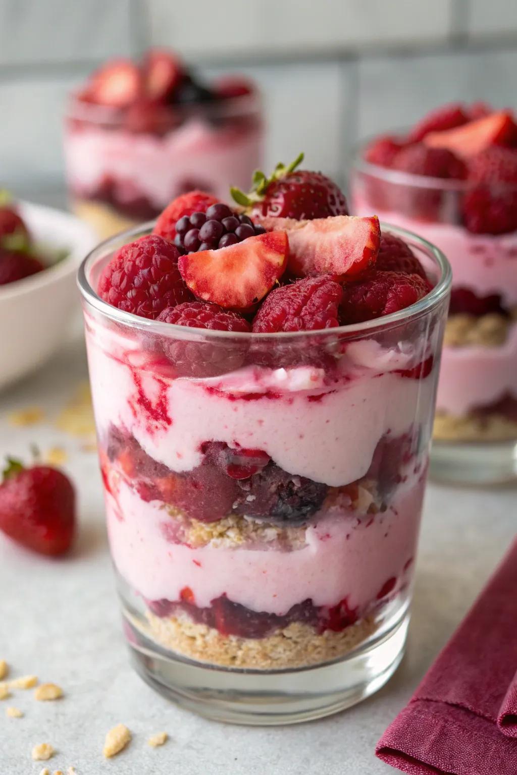 A roseate berry cup is a delightful and textured pleasure.