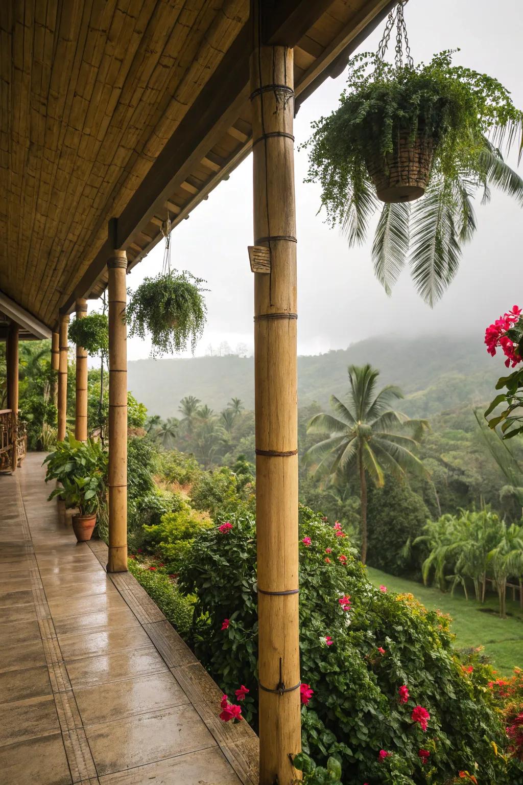 Bamboo posts offer an eco-friendly tropical vibe.