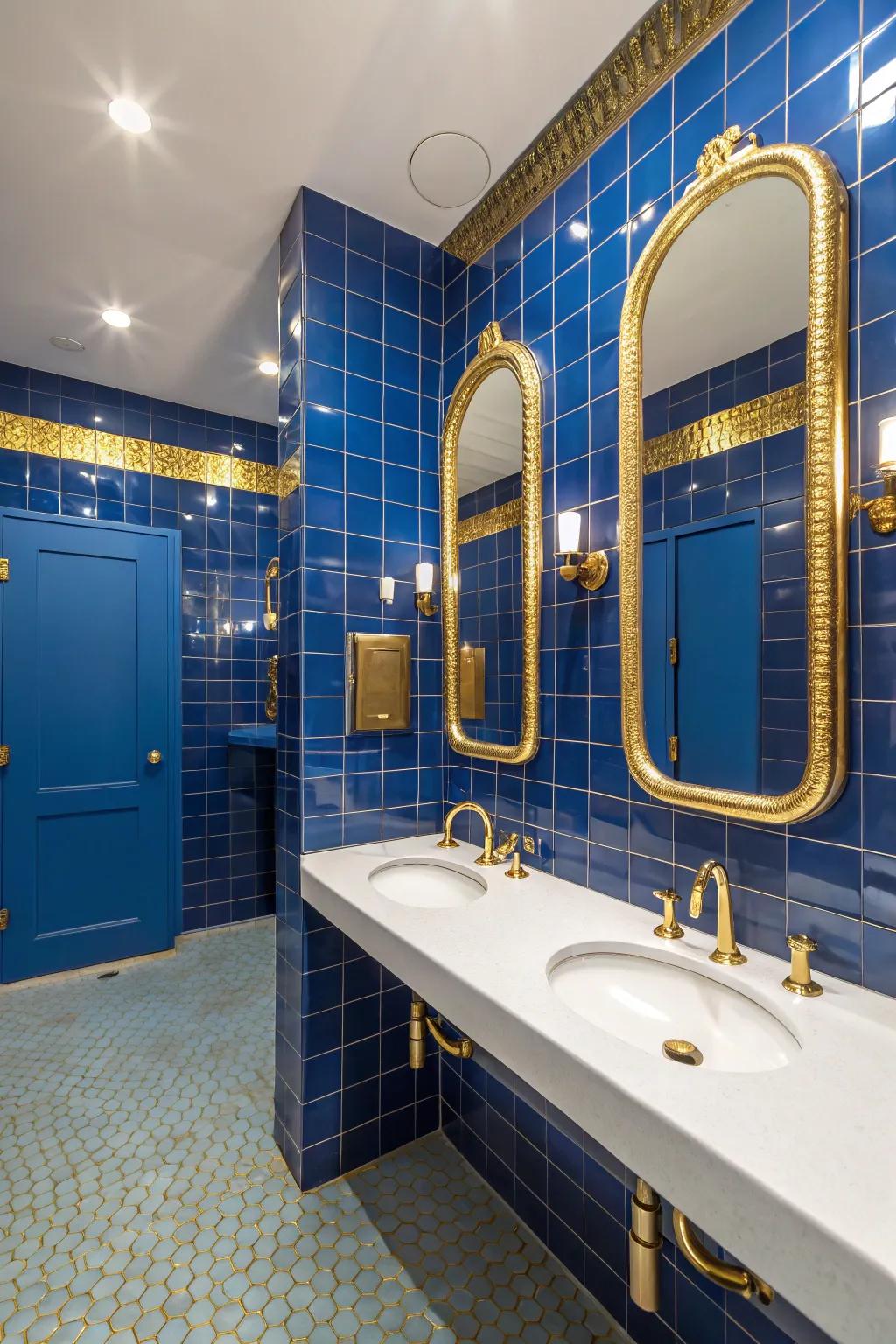 Strong shades create a dramatic and luxurious restroom.