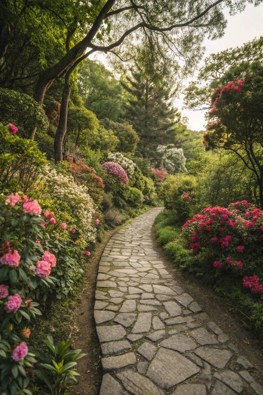 Flowering plants turn routes into seasonal spectacles.