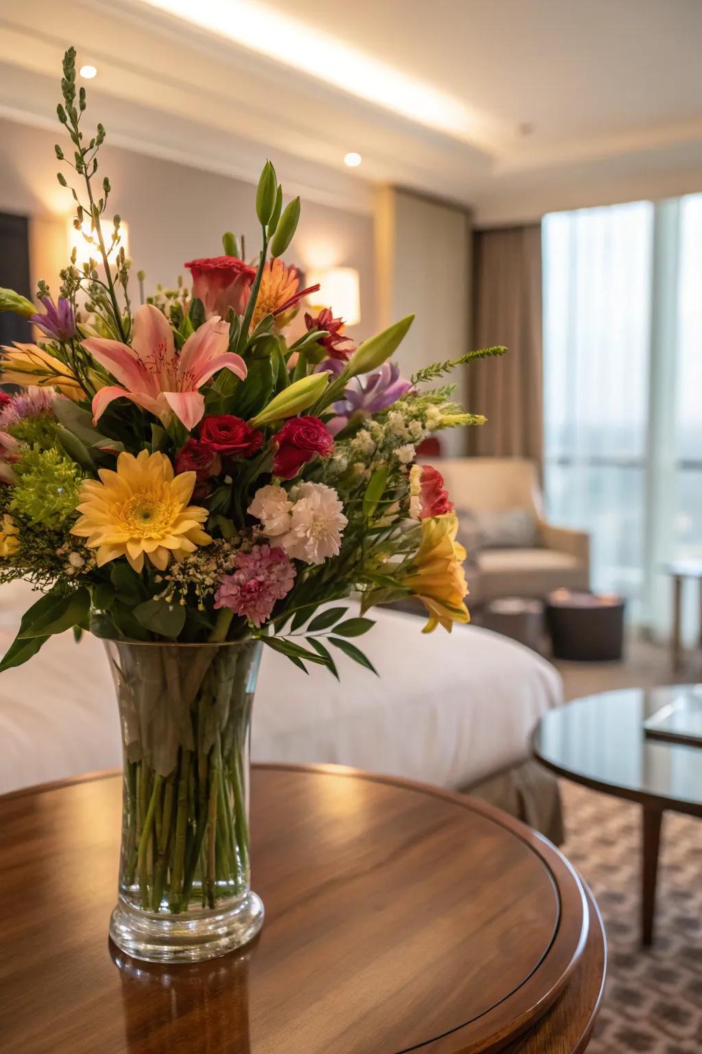 Fresh blossoms add natural beauty and romance.