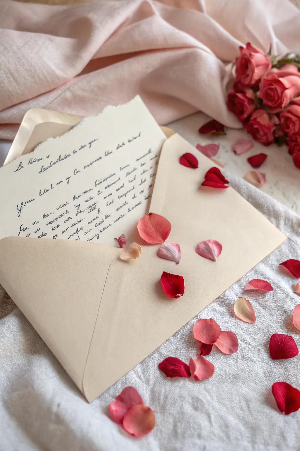 A love note accompanied by <strong><em>floral accents</em></strong> for added romance” loading=”lazy” class=”pimg”>
	</picture><figcaption>A love note accompanied by <strong><em>floral accents</em></strong> for added romance</figcaption></figure>
<p>Include <strong><em>floral accents</em></strong> in a love note for a romantic surprise. It’s an intimate action that enhances the emotion with a sensory experience.</p>
<h3>Products that could assist:</h3>
<ul class=