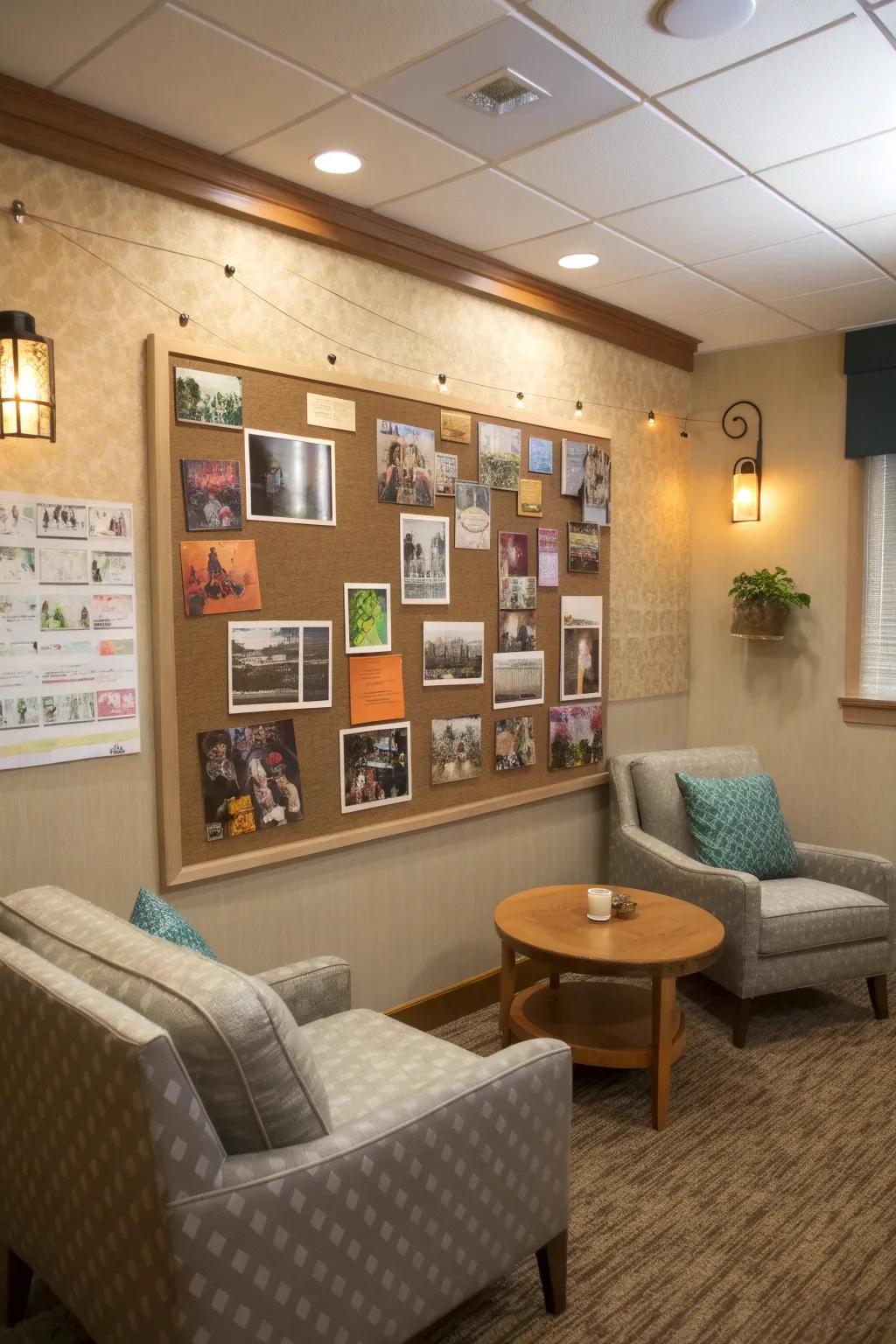 An inspirational board keeps ideas flowing and creativity alive.