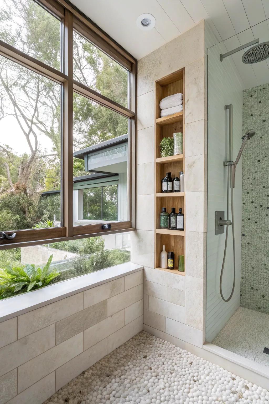 Environmentally-Friendly materials fashion a stylish and responsible shower niche