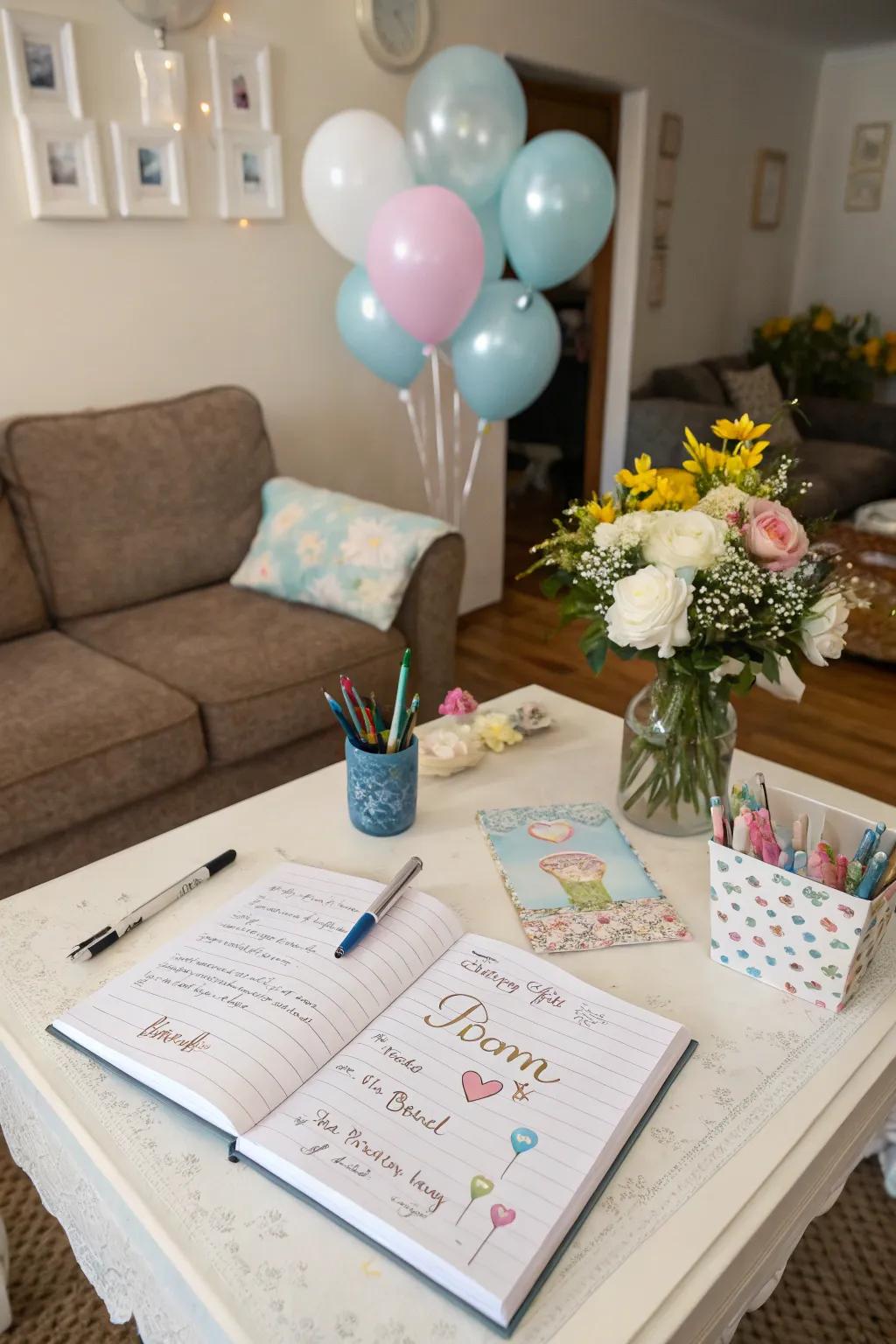 An interactive guest registry for guests to impart messages and guidance.