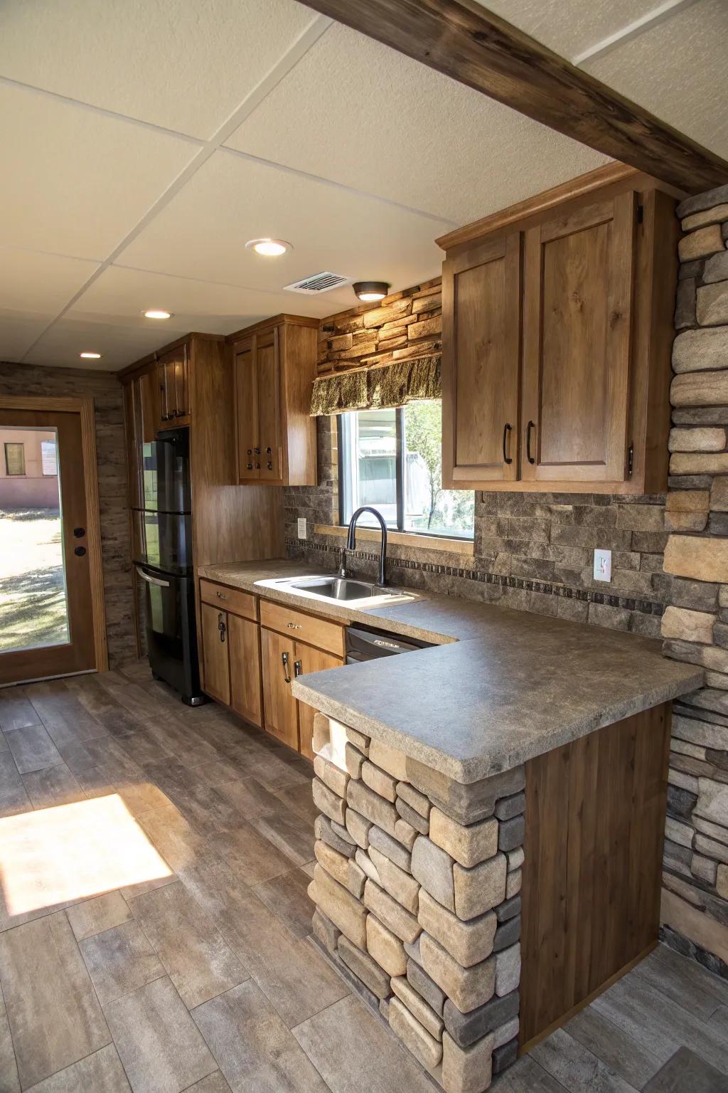 Creating a textured kitchen ambiance with varied materials.