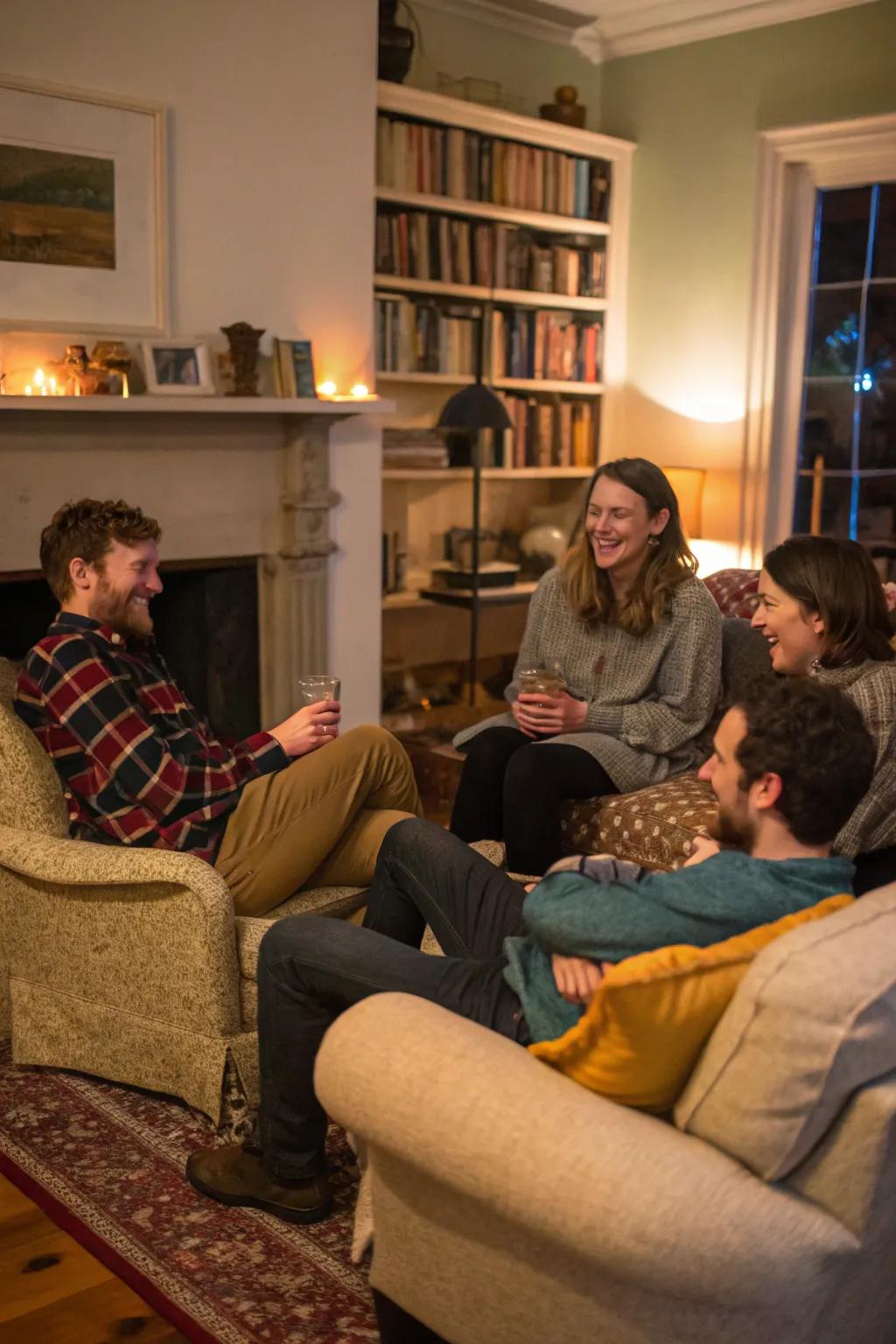 A relaxed congregation devoid of diversions, promoting authentic rapport.