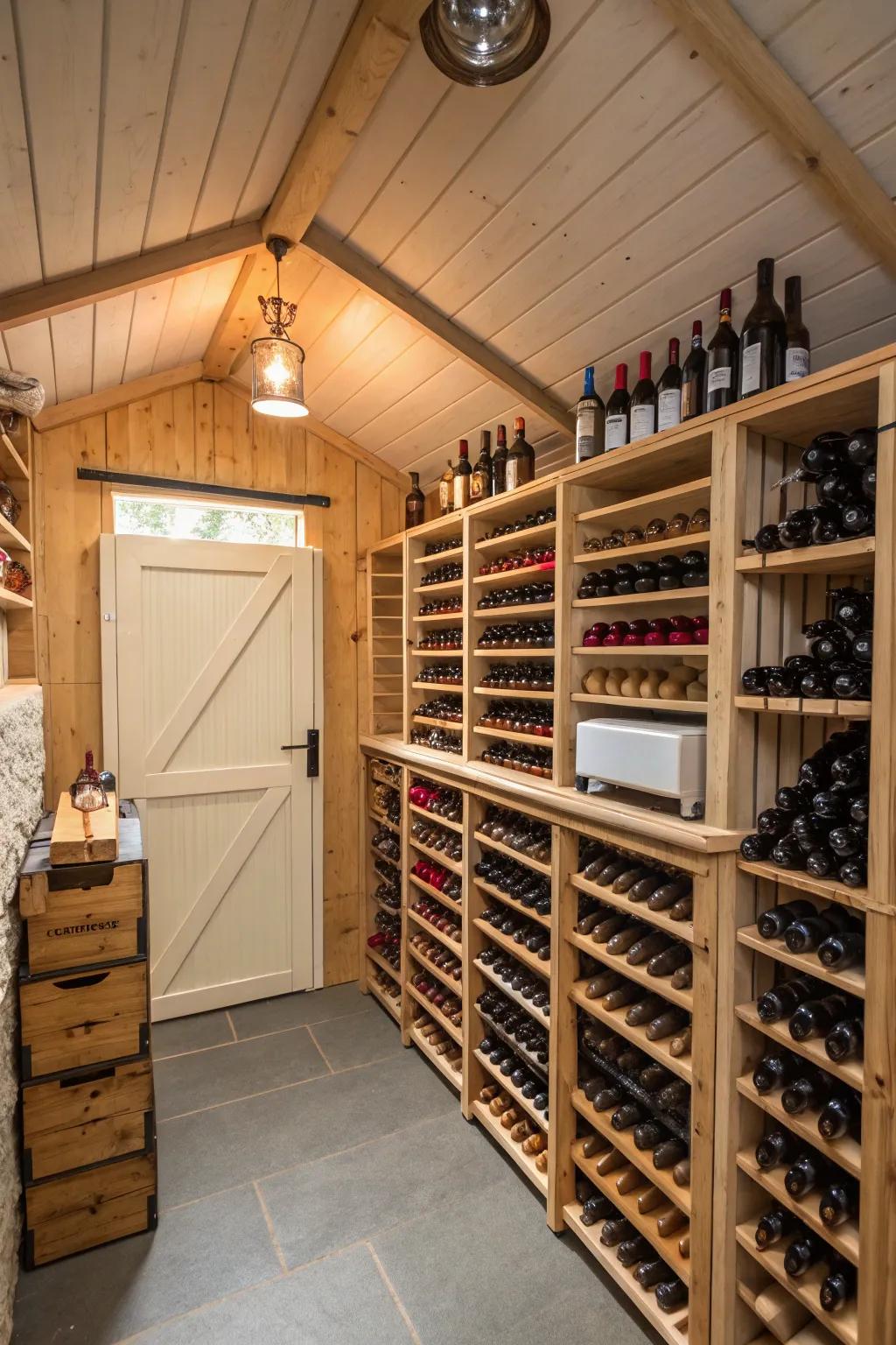 A delightful grape storage cellar inside a small shed.