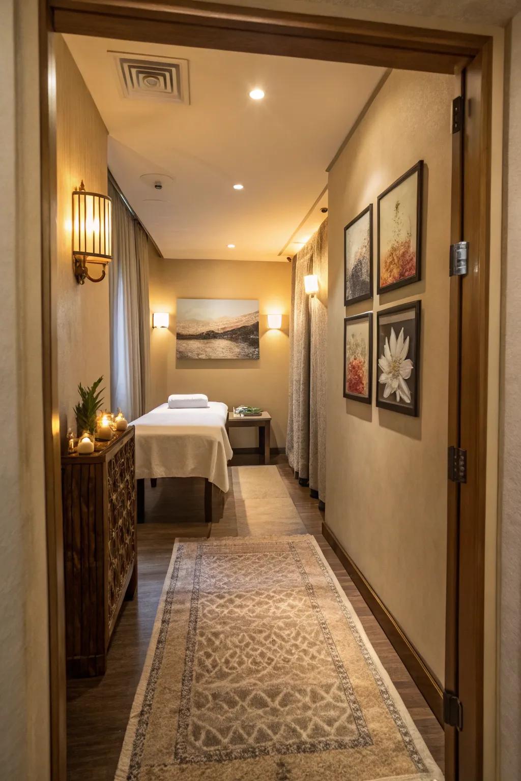 A welcoming foyer sets a positive mood for client sessions.