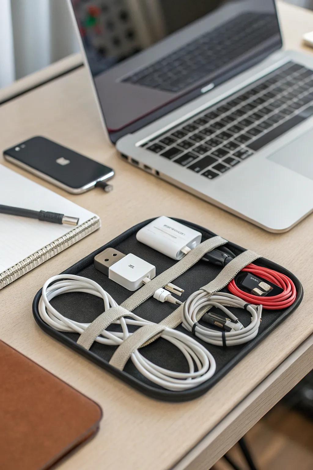 Magnetic cable organizers simplify cable management with a touch.
