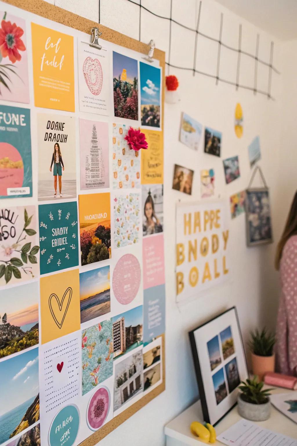 Visualize your dreams with an inspirational board decal wall.
