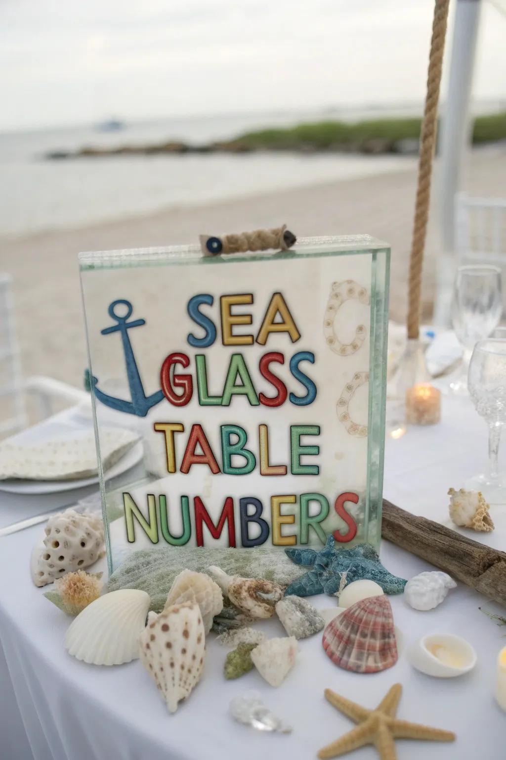 Maritime glass adds a coastal appeal to seaside-inspired events.