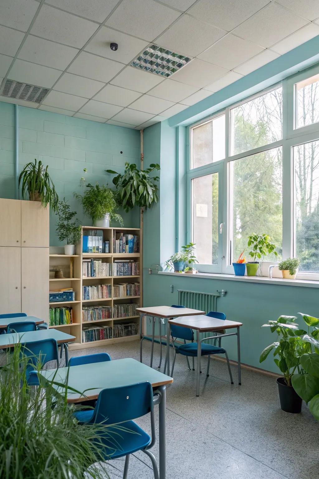 Peaceful hues enhance focus and tranquility.