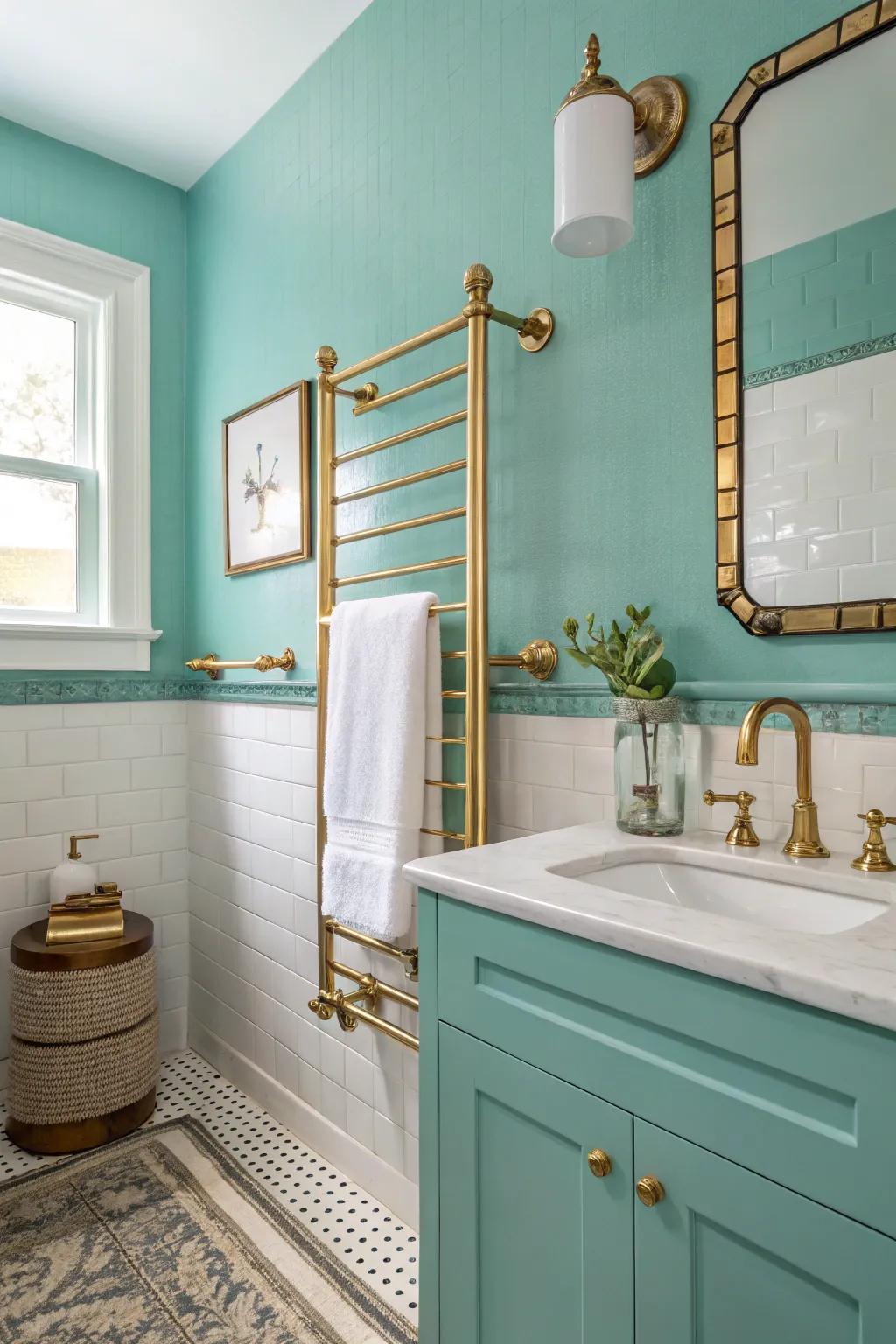 Heighten your area using teal and bronze refinement.