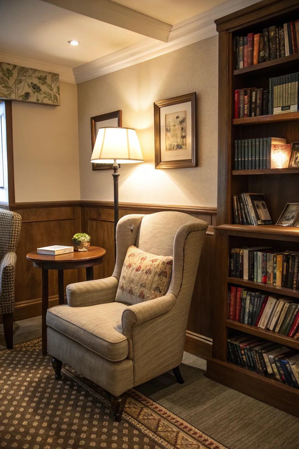 A cozy escape provides a perfect spot to unwind.