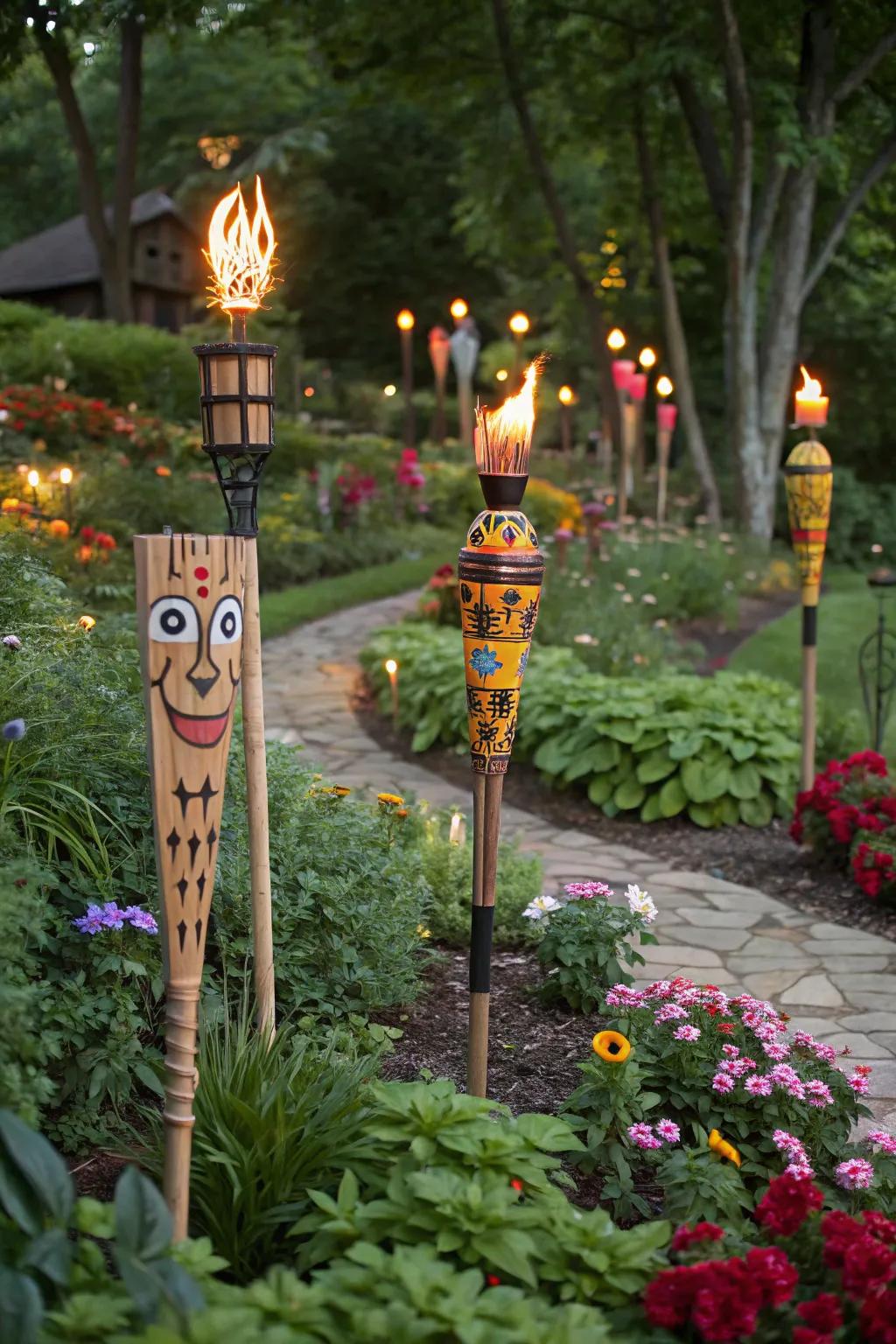 Introduce whimsy to your landscape with playful flame posts.