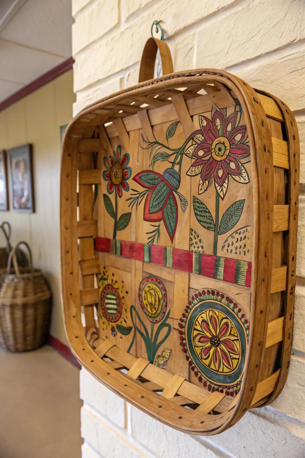 Transform your woven platter into artistic wall art.