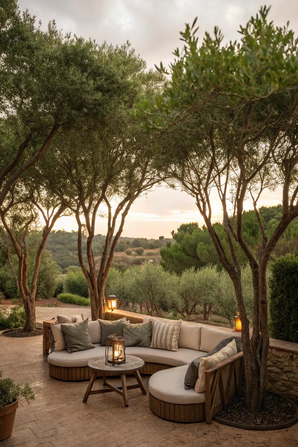 Enjoy privacy using organic personal nooks created by trees.