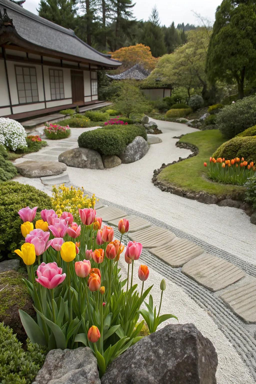 Tranquil setting: Tulip Zen garden.