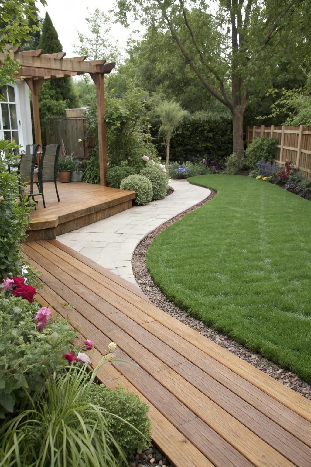 A deck softened with lawn parameters.