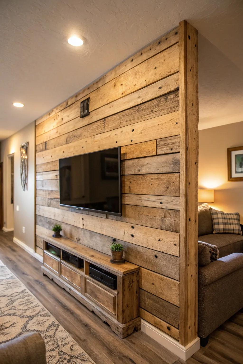 A countryside haven showcasing salvaged wood elements.