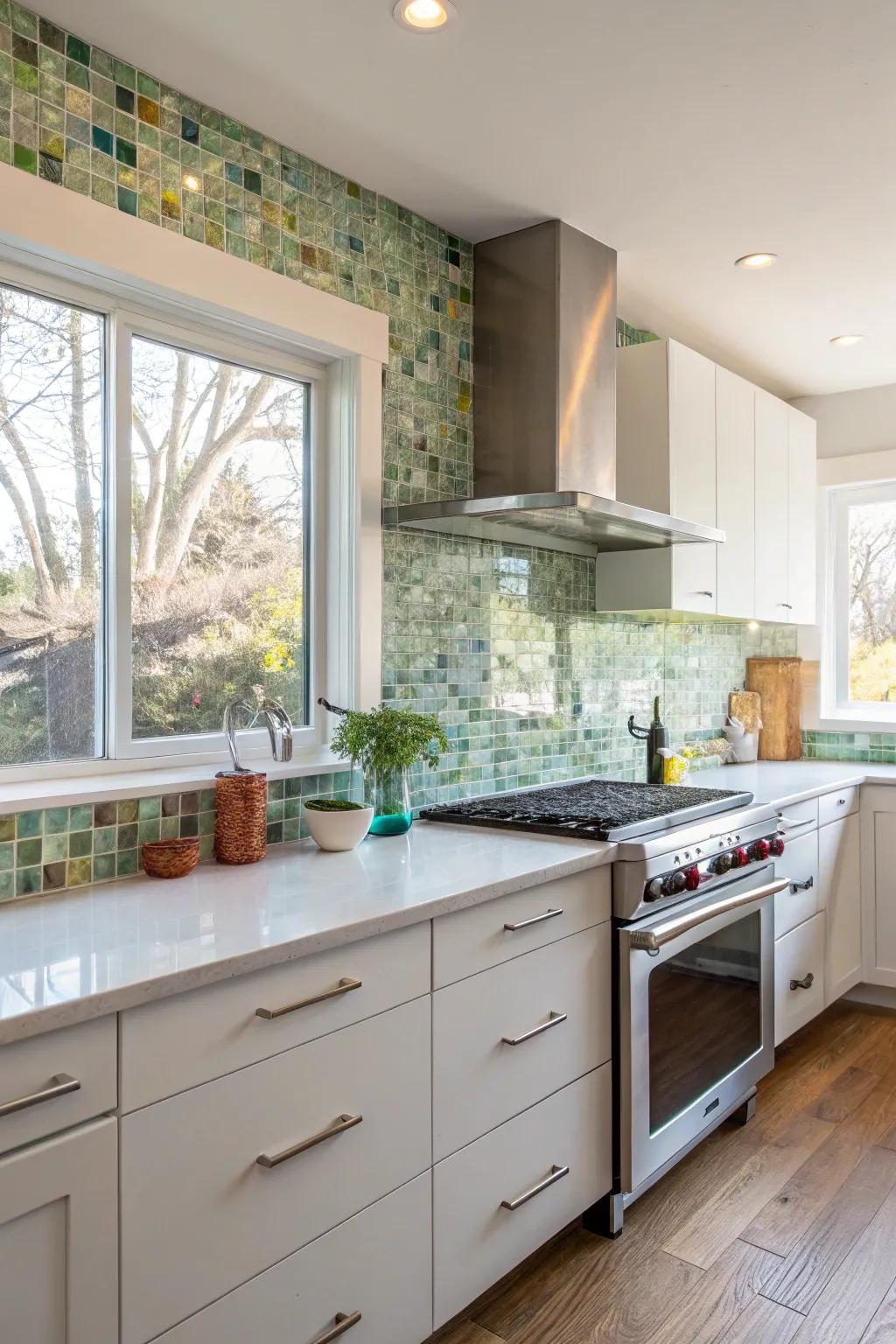 Merge style and sustainability with recycled glass decorations.