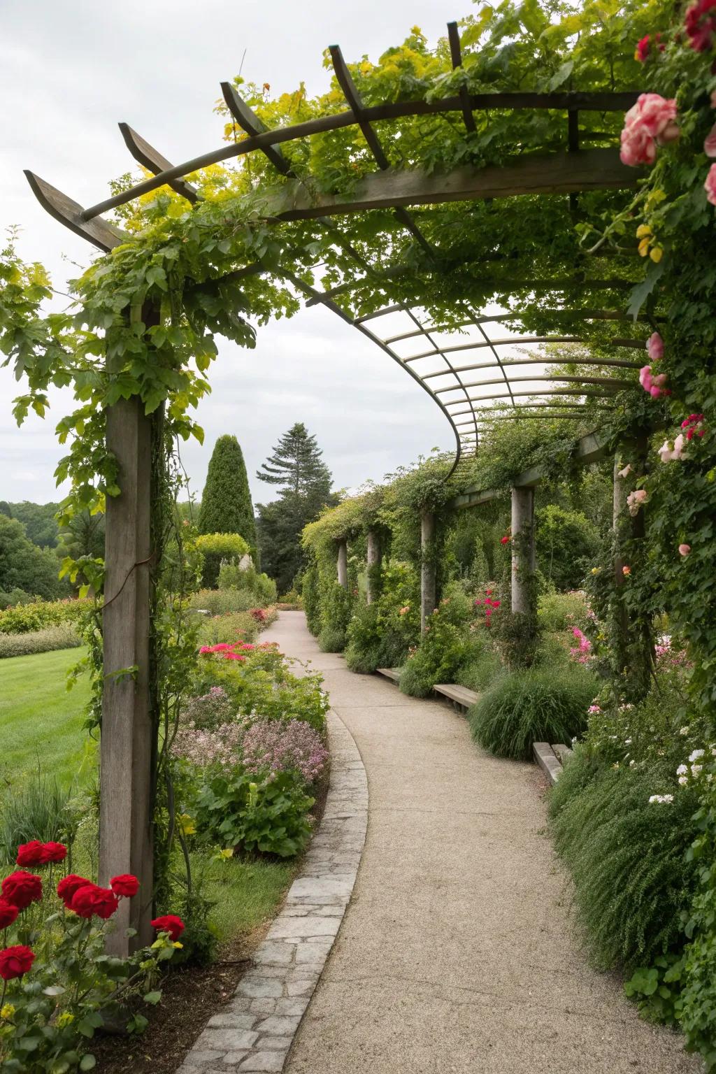 Carved aspects on paths introduce architectural interest and guide exploration.