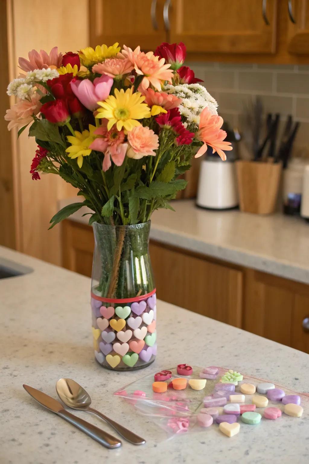 Playful arrangement with a sweet heart twist.