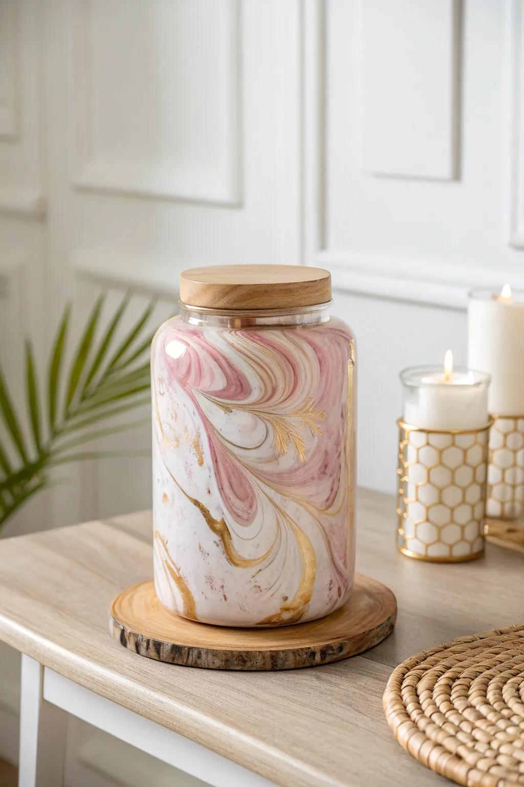Elevate your Valentine's Day decor with a beautifully marbled art jar—where simplicity meets stunning craftsmanship.