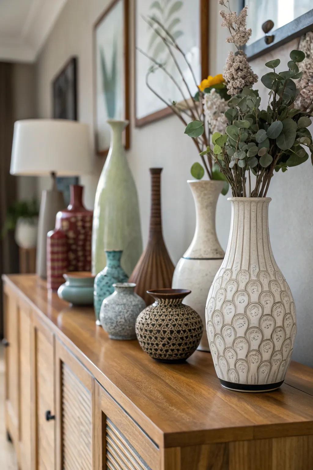 Combining distinct vase forms fashions a distinct and personal design.