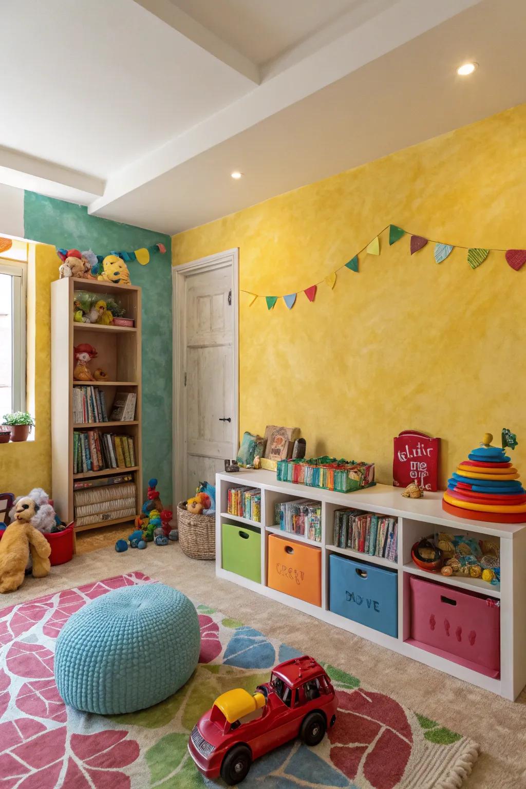 With vibrant Venetian plaster, add a whimsical touch to a child's room.