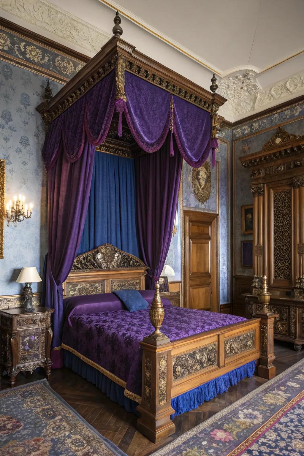 Royal colors contribute sophistication and timeless appeal.