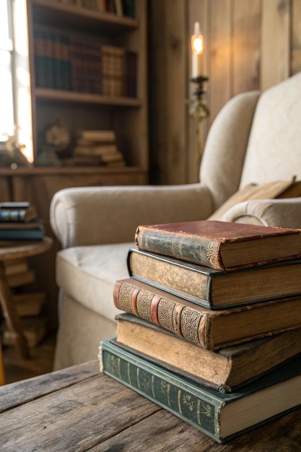 Retro books impart literary charm.