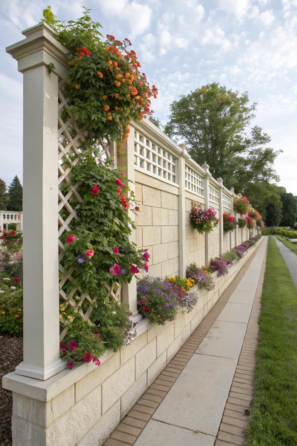 Elevate your trellis through integrated planters.