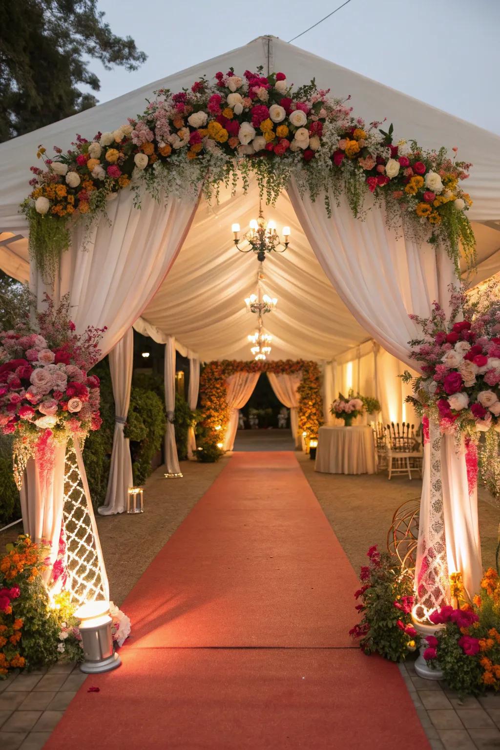 A themed introductory portal forges a memorable welcome for attendees.