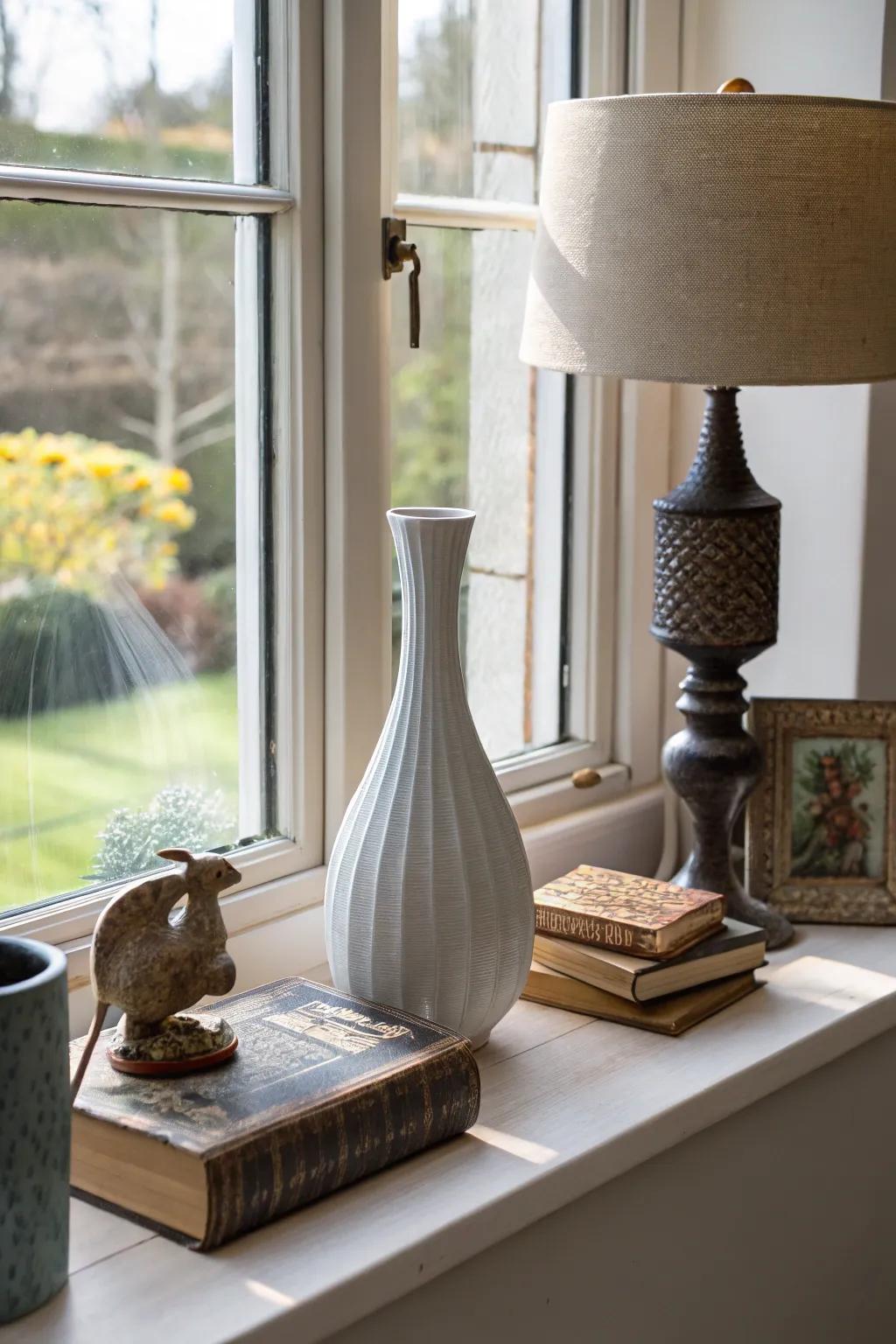 Blending visions conveys a distinctive and diverse element to the windowsill.