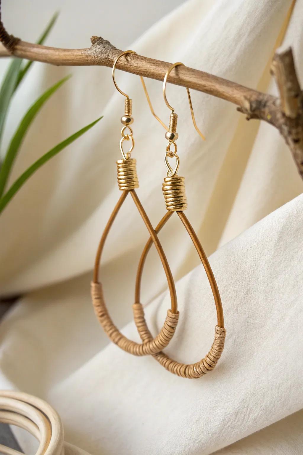 Explore the art of mixing with these impressive wire and leather earrings.
