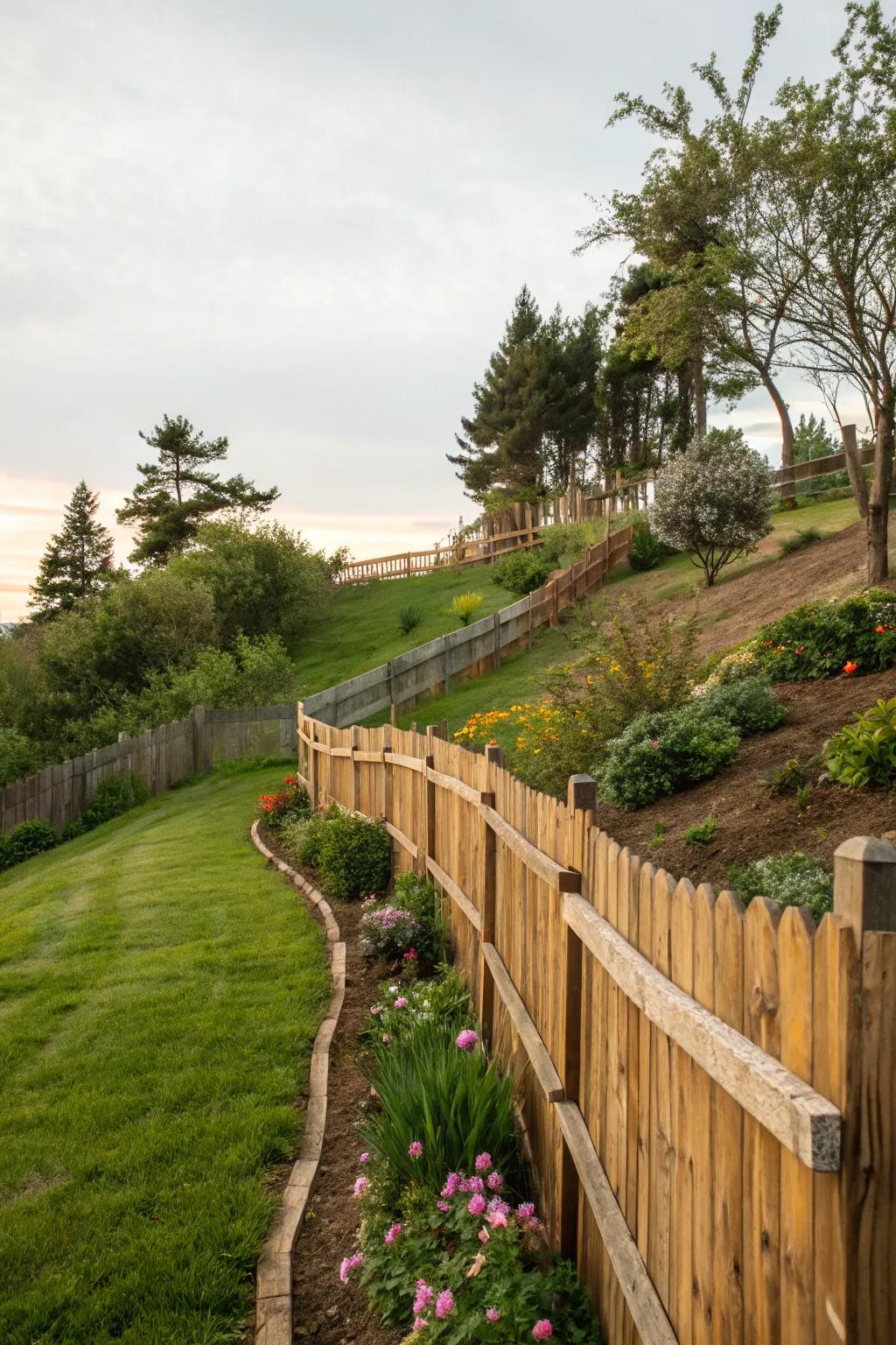 Fences for sloped landscapes embrace inherent contours.