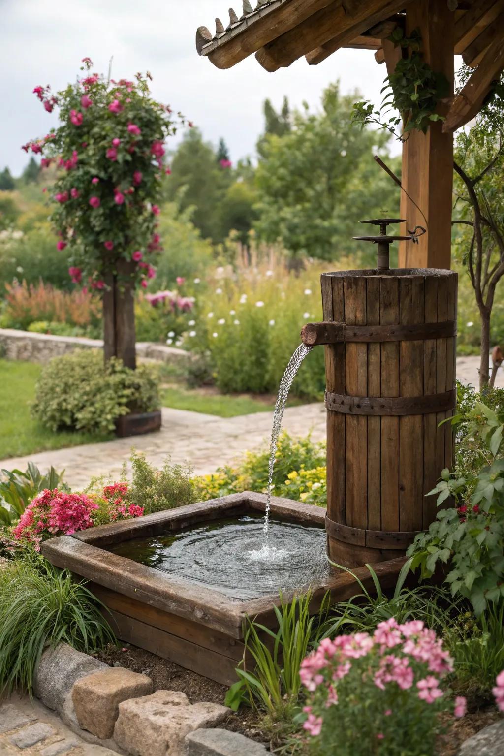 Improve tranquility through a timber water feature.