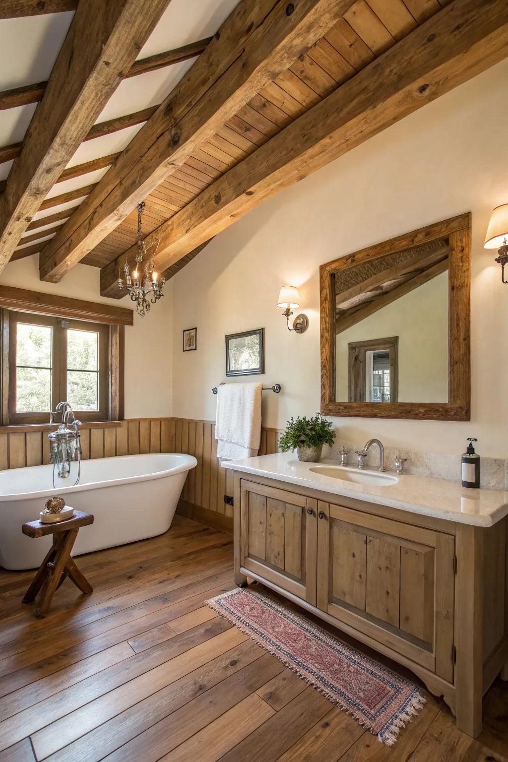 Vintage charm is enhanced by exposed timber supports.