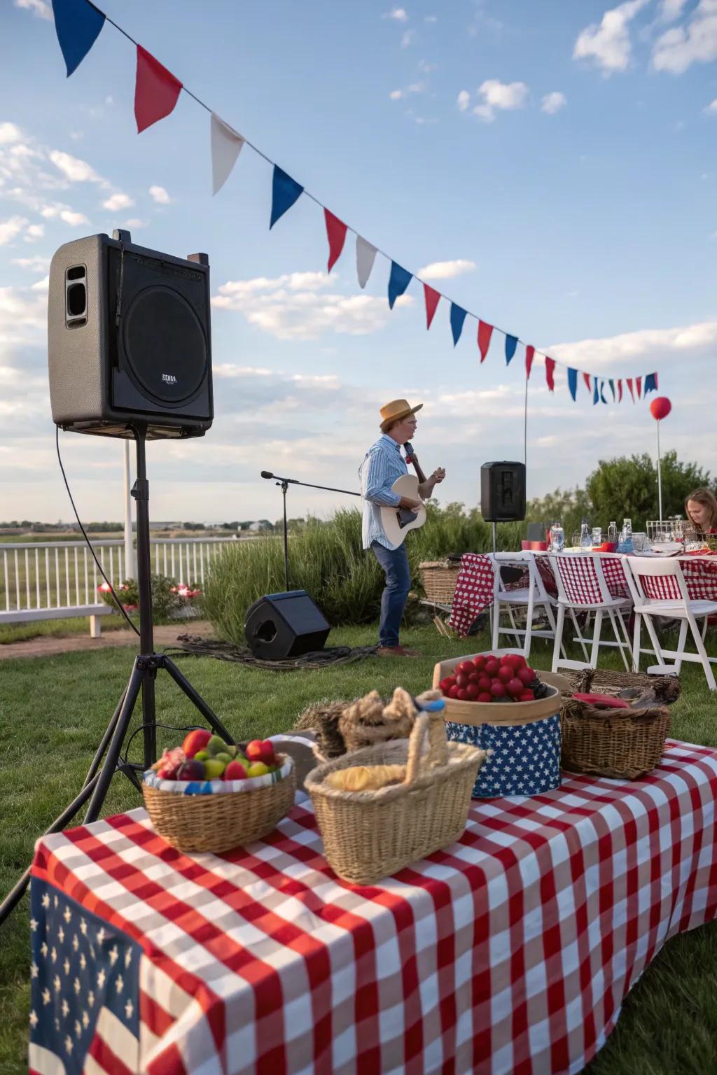 A patriotic playlist retains the atmosphere celebratory and vibrant.