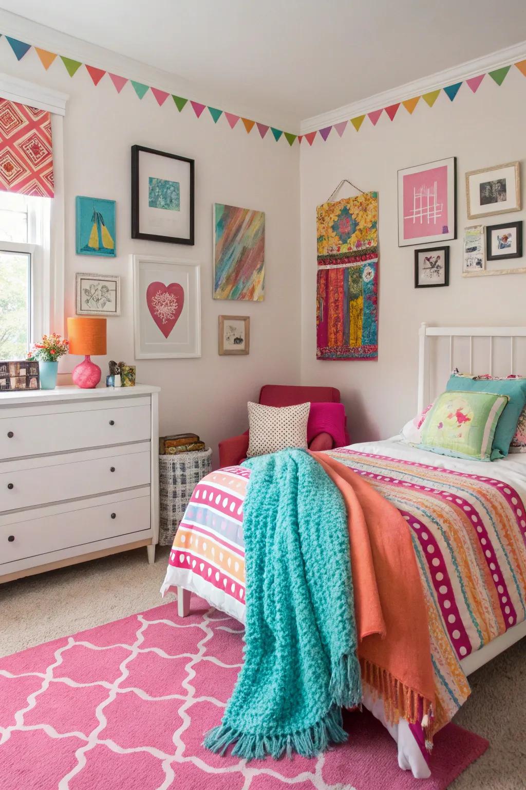 Bold colors infuse vitality and energy into the room.