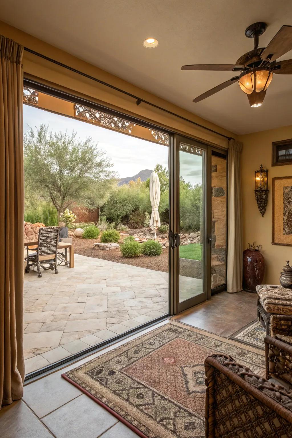 Connecting an Arizona room to the outdoors using sliding doors.