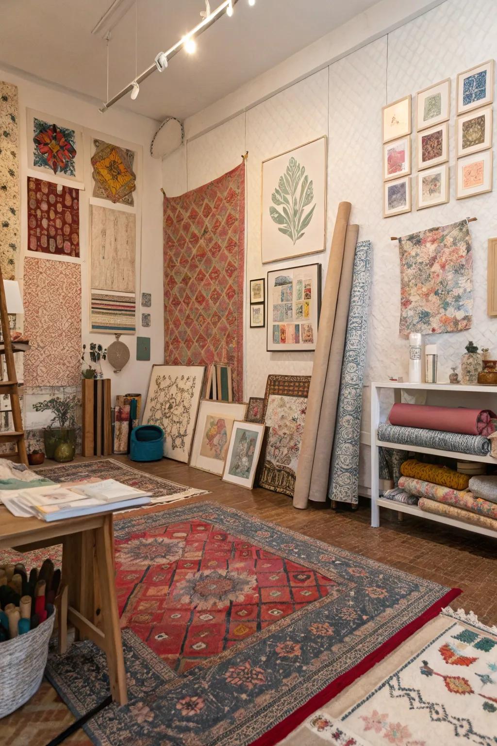 Introducing textures can enhance the atmosphere of your art space.